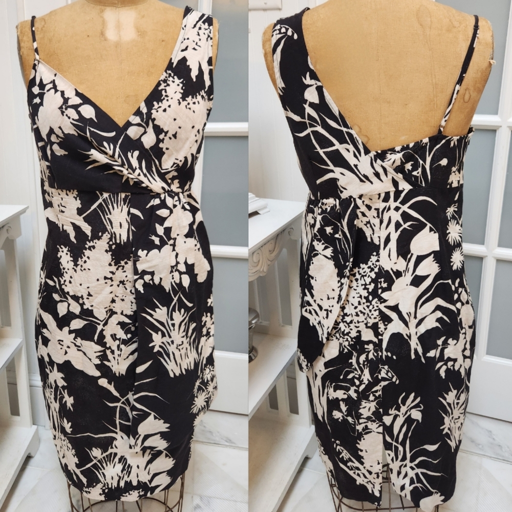 Stunning TRACY REESE Anthropologie Black/Cream Assymetrical Dress Not Worn NWOT